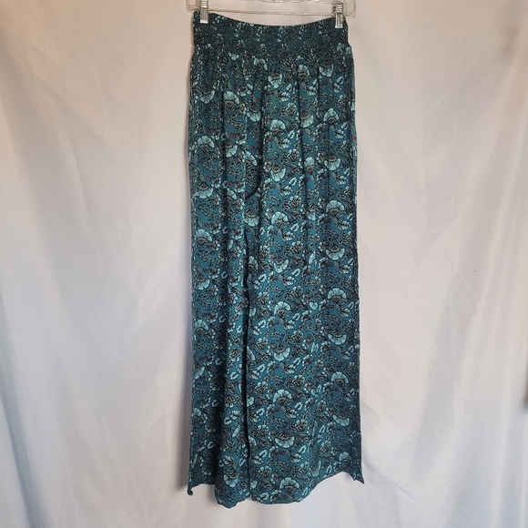 NWT Band of the Free Elise Teal Floral Wide Leg Pullon Pants Women's Size Small - Picture 5 of 10